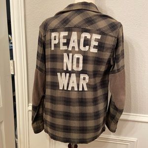 Kama Shacket Corduroy Flannel Peace No War Size Small